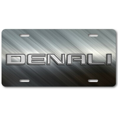 DENALI Inspired Art Aluminum Silver on Hash look Car Vanity License Plate Tag