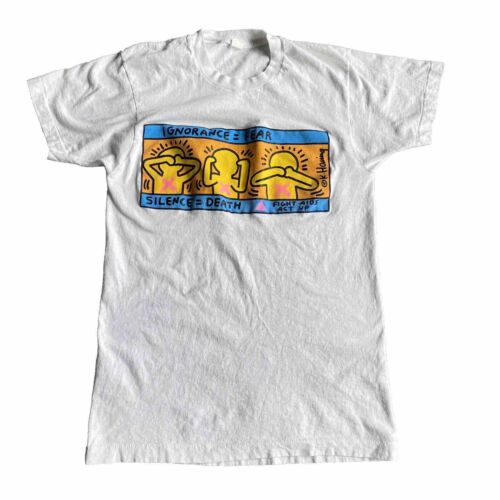 Vintage 90s Keith Haring Stop Aids Shirt Size LG Single Vintage 90s Keith Haring Stop Aids Shirt Size LG Single