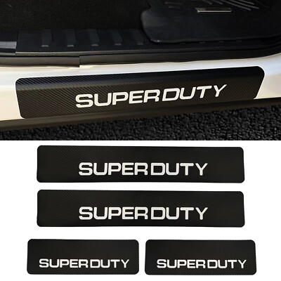 4 Pcs Carbon Fiber Leather Car Door Sill Protector Sticker for Ford Super Duty