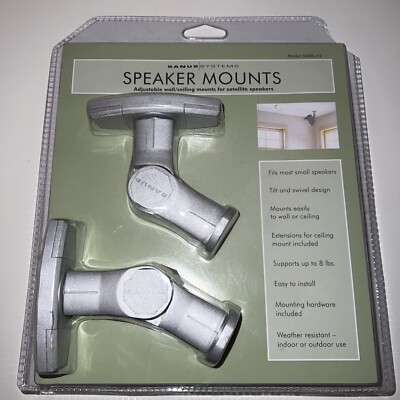 SANUS Wall/Ceiling Speaker Mounts for Satellite Speaker(Silver) SWMs-01 New