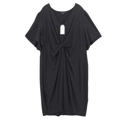 NWT UNIVERSAL STANDARD Black Midi Dress Knot Twist V-Neck Size 2XL - US 5X