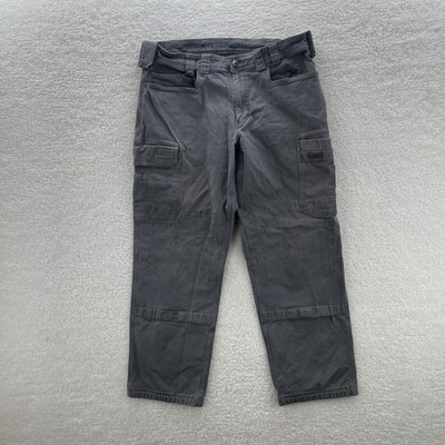 Duluth Pants Mens 38x32 Gray Flex Fire Hose Relaxed Fit Canvas Cargo Workwear