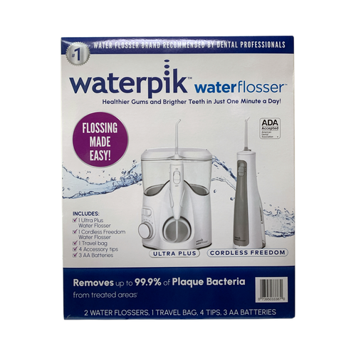 Waterpik Ultra Plus & Cordless Freedom Water Flossing 7-Piece Duo Pack, White