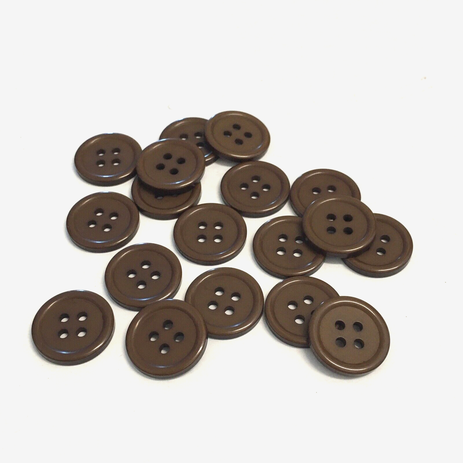 24 Buttons Dark Brown Coffee Plastic 4-Hole Sew Through Sewing 18 mm #BR66