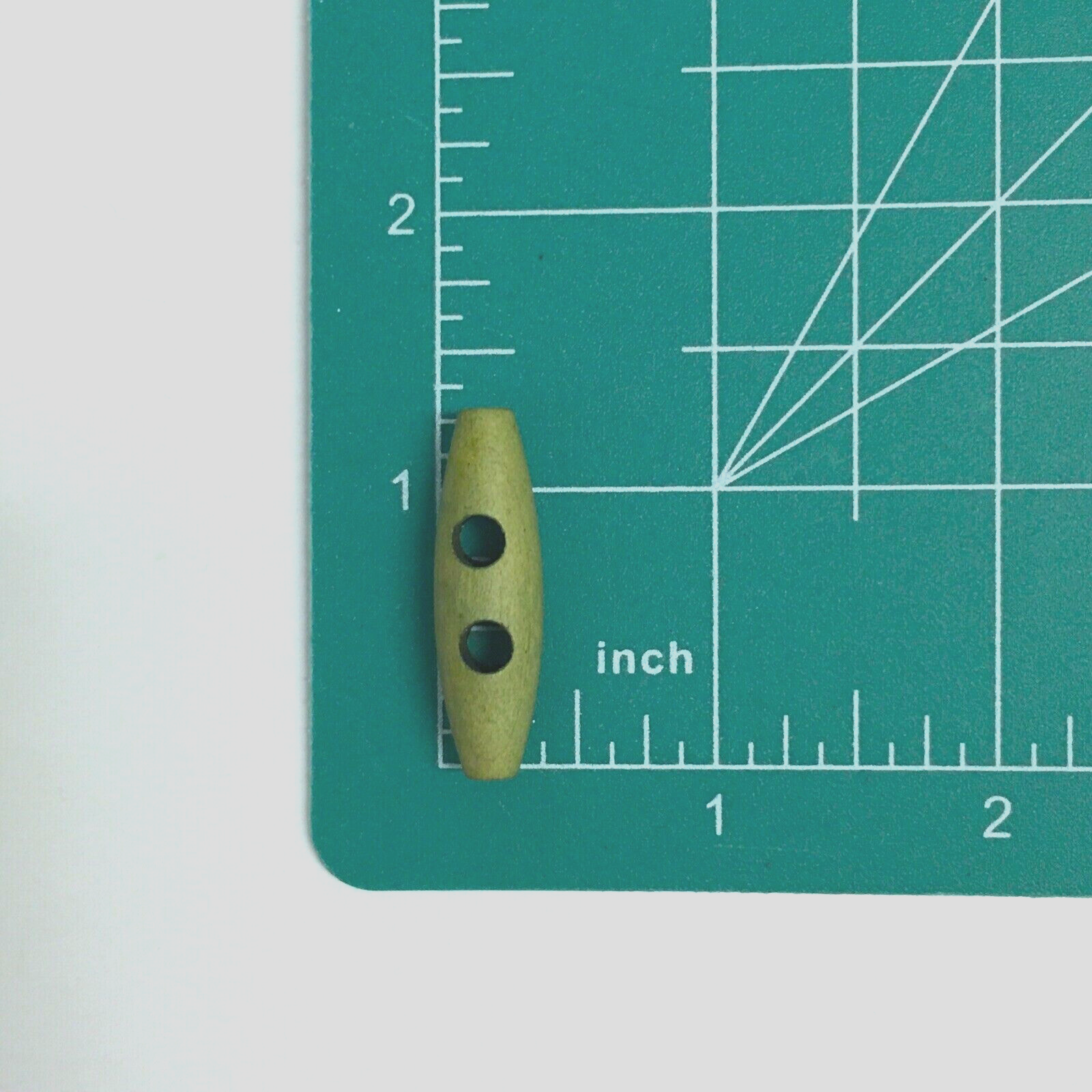 12 Toggle Wood Wooden Green Buttons  2-Hole Sewing 32 mm #GR8