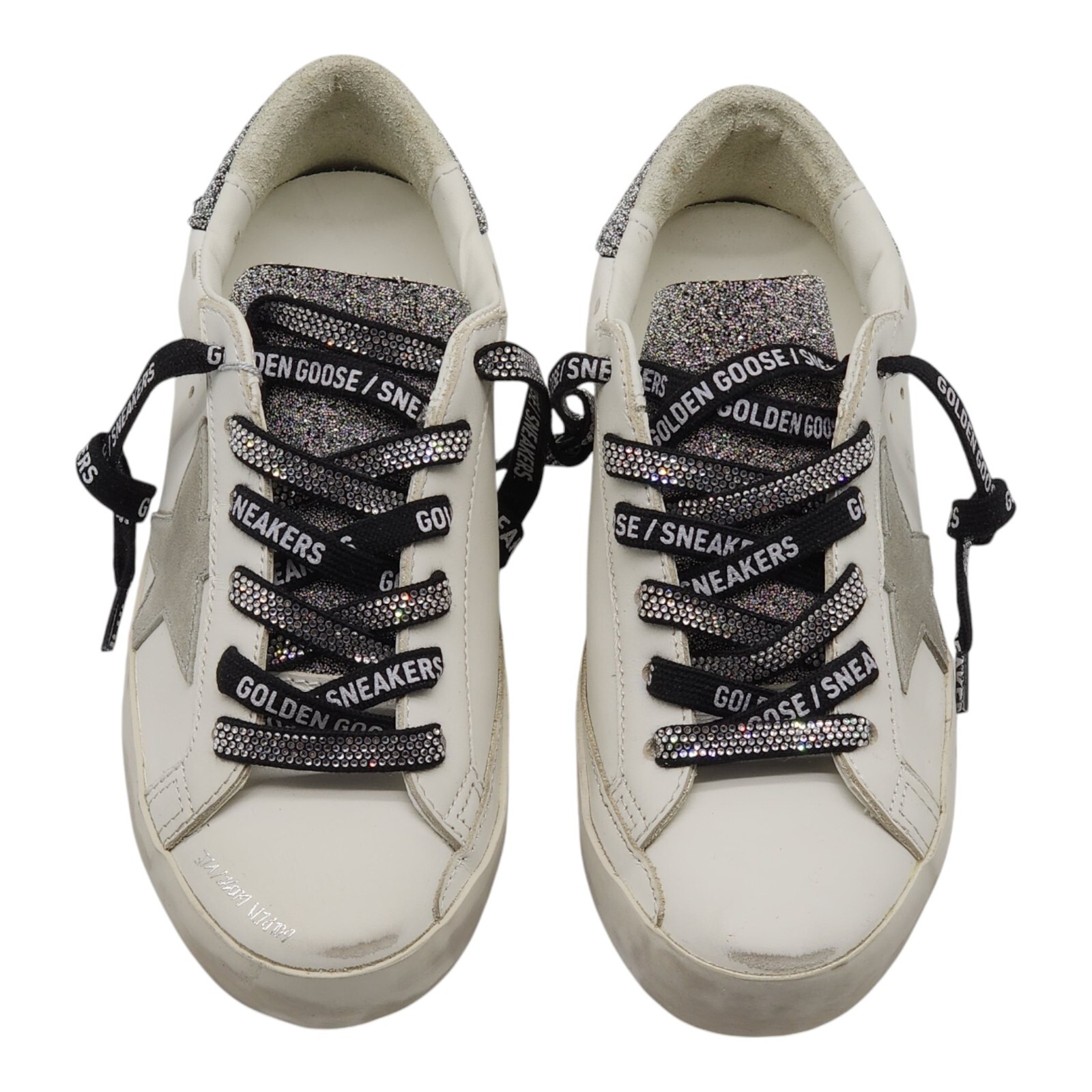 Pre-owned Swarovski Golden Goose Superstar Classic Sneakers With  - Leather - White $985