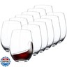 FAWLES Stemless Wine Glasses Set of 12, 15 Ounce Smooth Rim Standard Wine Glass Tumbler for Red, White Wine, Dishwasher Safe