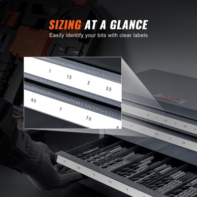 VEVOR Drill Bit Dispenser Organizer Cabinet Three-Drawer 1mm to 13mm Stackable