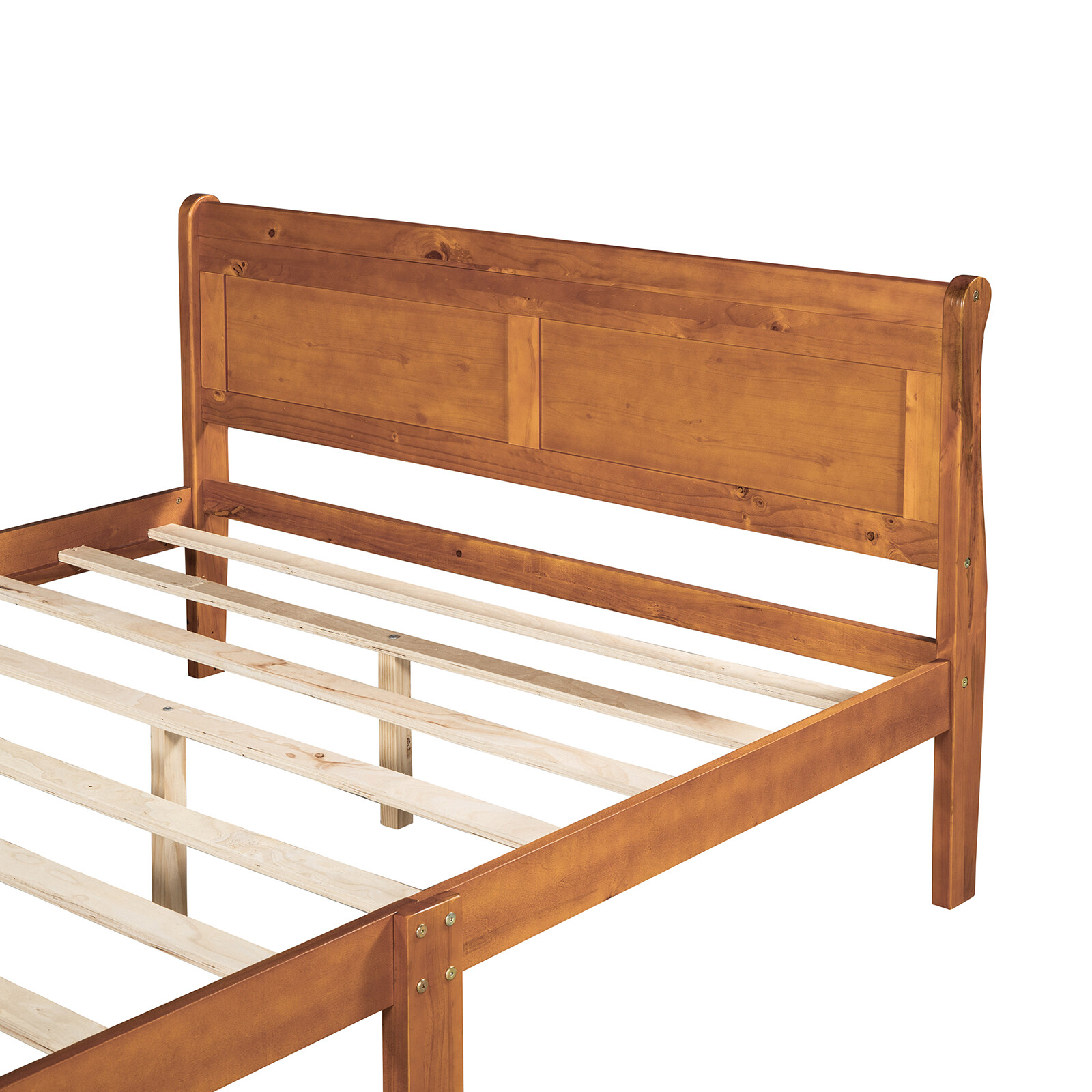 Oak Queen Size Wooden Platform Bed Frame with Headboard and Footboard Bedroom US