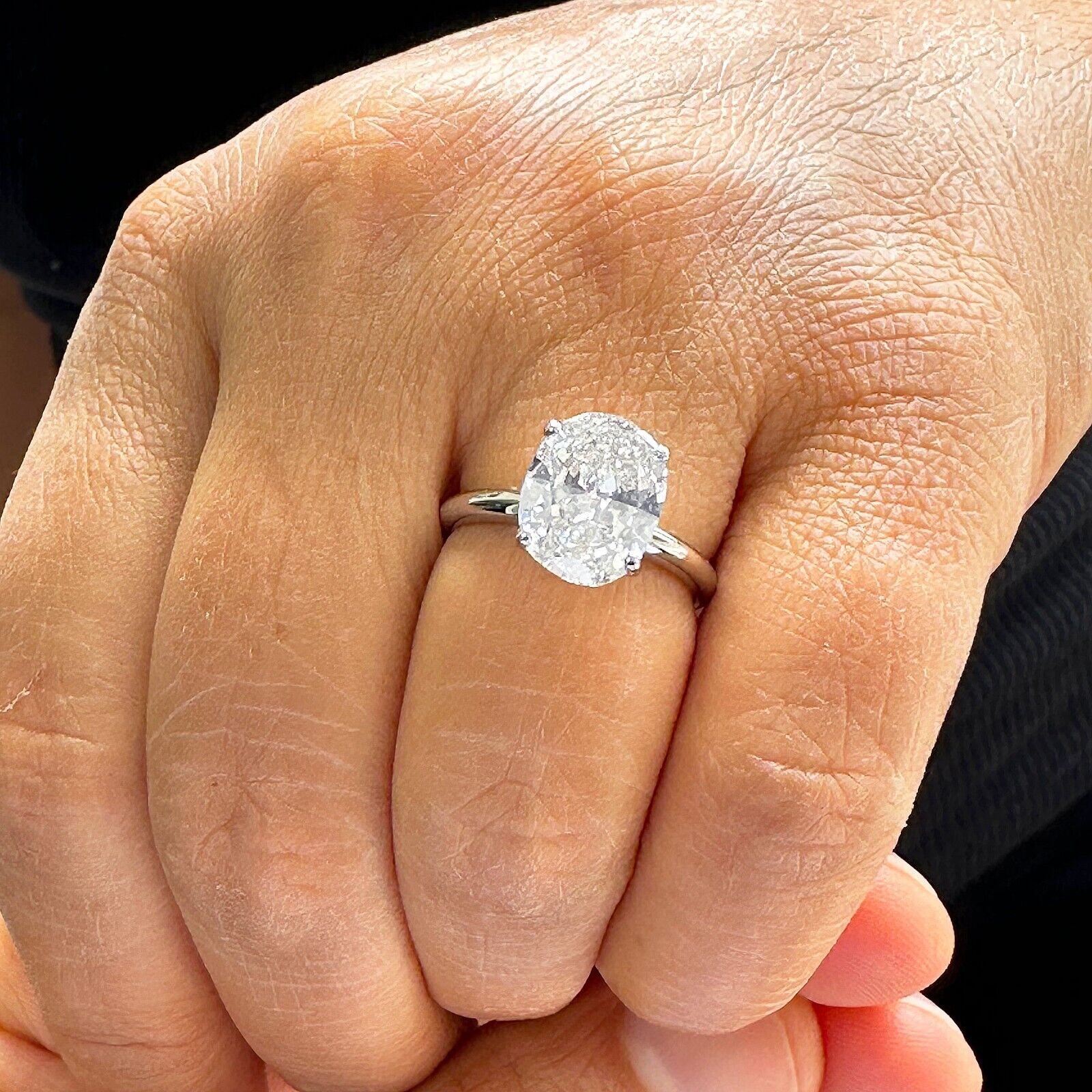 Pre-owned Gia Certified 14k Solid White Gold Oval Cut Diamond Engagement Ring Prong 3.00ct