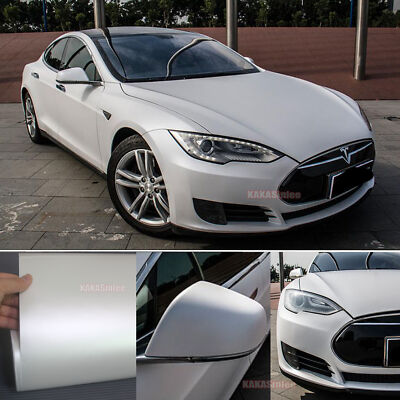White - Flexible Full Car Wrap Satin Matte Chrome Vinyl Upgrade Metal Sticker AX