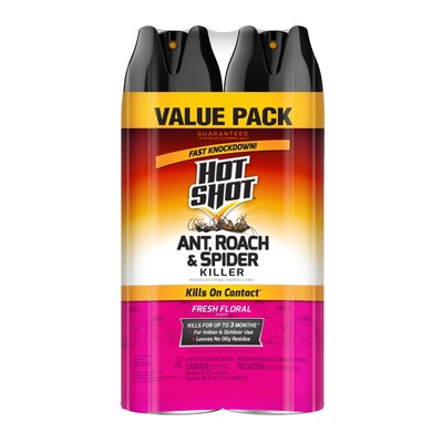 Hot Shot Ant, Roach & Spider Killer, Fresh Floral Scent, Twin Pack, 17.5 Ounce