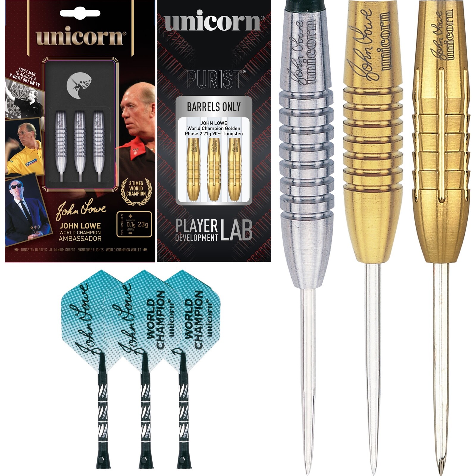 Unicorn John Lowe Darts 21g 23g 25g 27g grams Tungsten