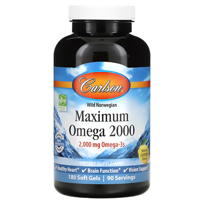 Carlson Labs Maximum Omega 2000 2000 мг 180 мягких таблеток без глютена,