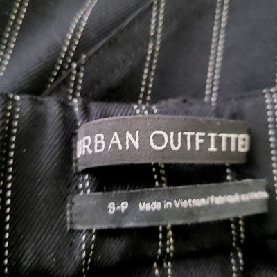 NEW Urban Outfitters Pants S Black White Stripe Cargo Pockets High-Rise Pull-On