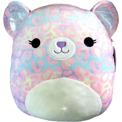 NEW SQUISHMALLOW EFFIE 16'' Pink Leopard Kellytoy Plush - Rare BAM! Exclusive NWT