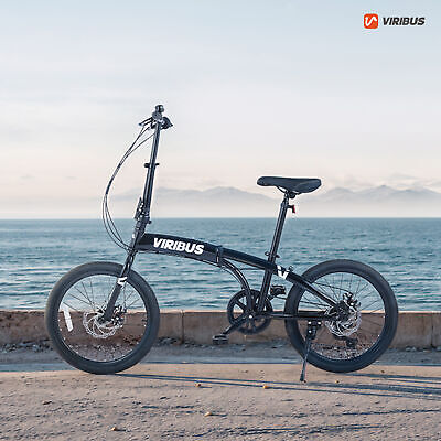 VIRIBUS 20" Folding Bicycle 7 Speed Adult Folding Bike Foldable City Bike Black