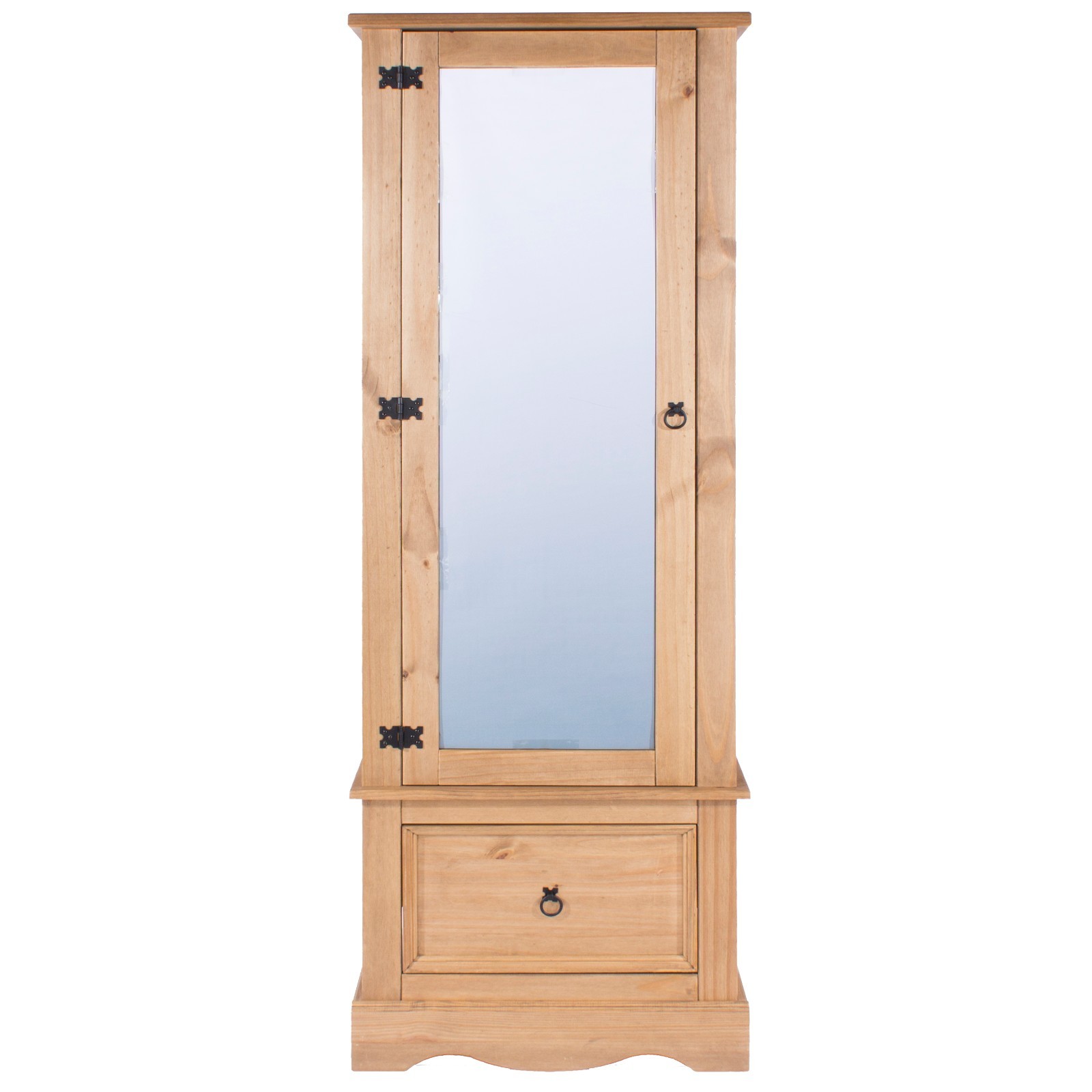 Corona 1 Mirrored Door Armoire Wardrobe 1 Drawer Solid Medium Wood