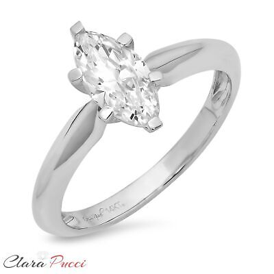 Pre-owned Pucci 1.50ct Marquise Synthetic Moissanite Wedding Bridal Promise Ring 14k White Gold In White/colorless