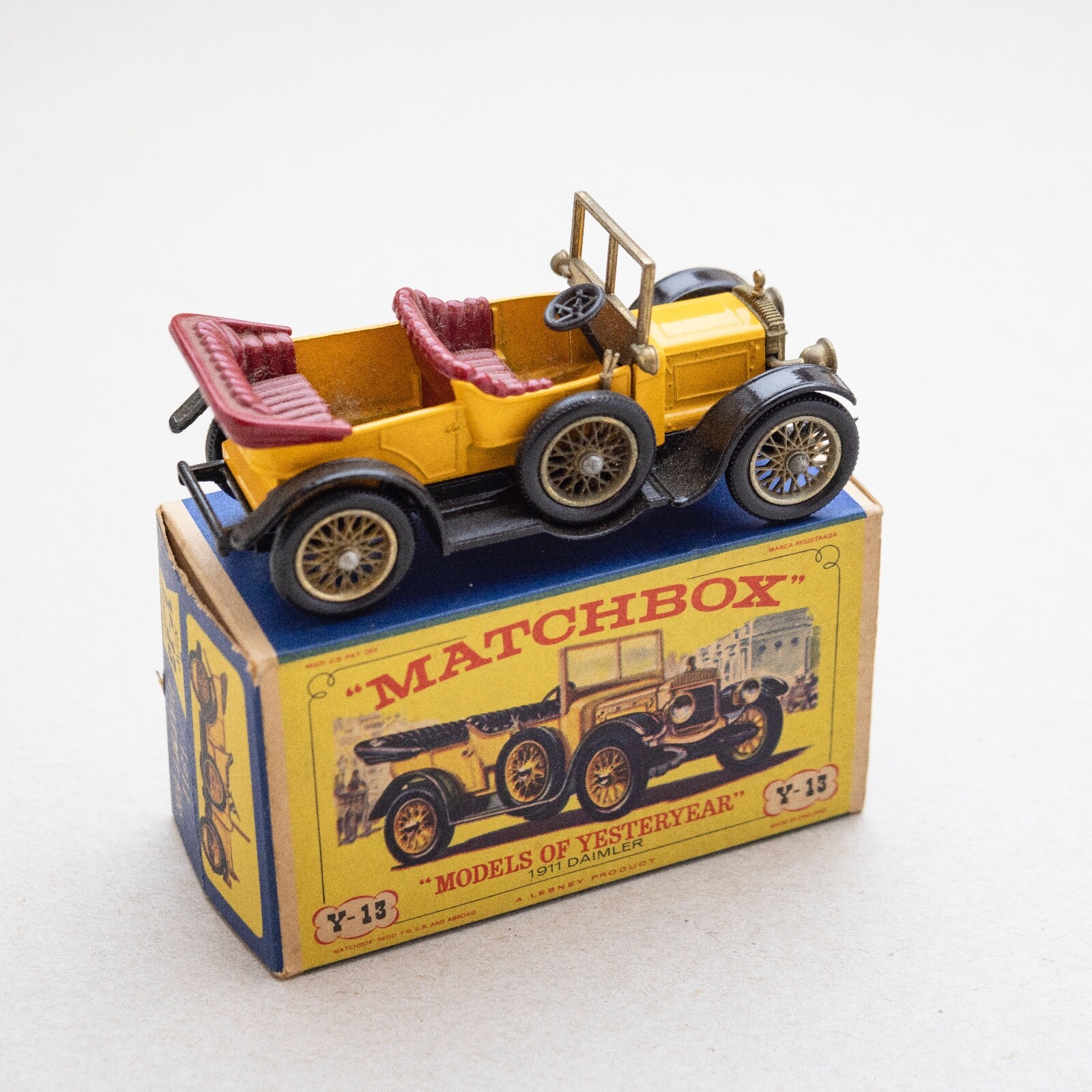 (1553)マッチボックス Y-13 1911 ダイムラー Matchbox Y-13 1911 Daimler Yellow + Box Vintage Diecast