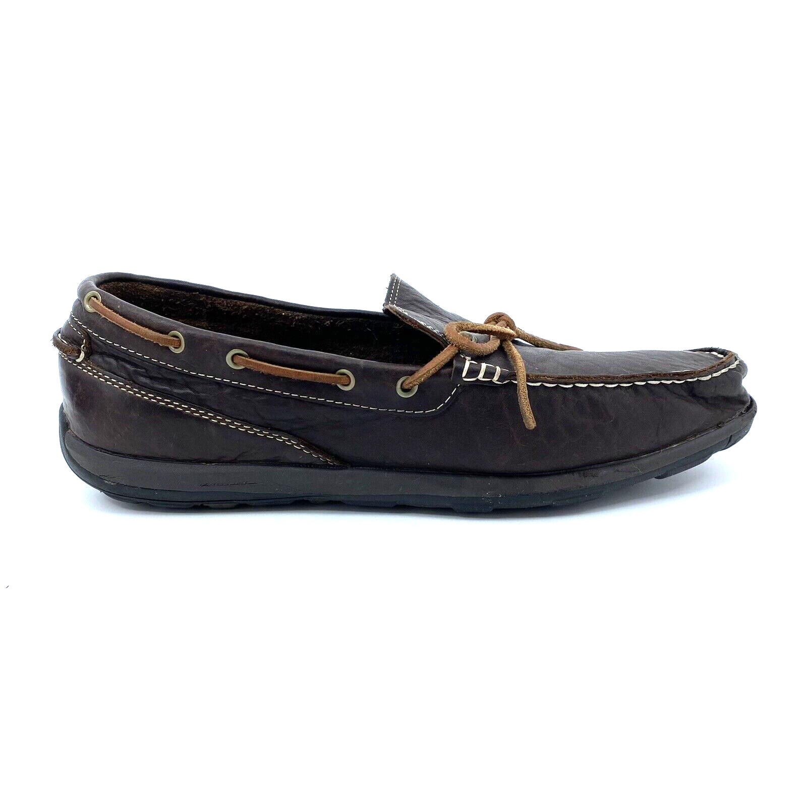 Men's 13 Wide LL Bean Grand Lake Brown Buffalo Leather Boat