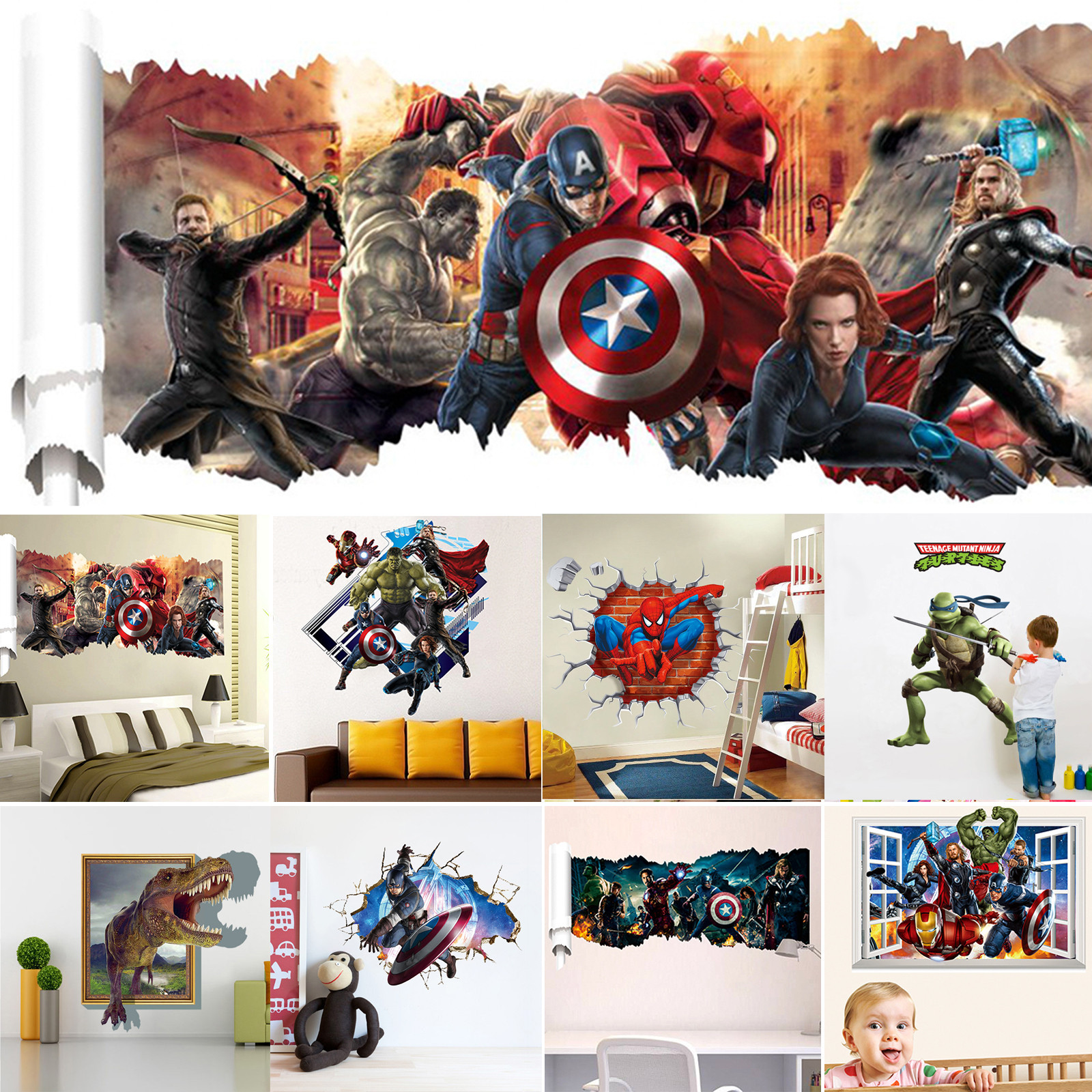 10 Styles 3d Superheroes Avengers Wall Decals Viny In Home Garden Home Decor Decals Stickers Vinyl Art Ebay For Blanja