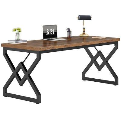 63'' Industrial Executive Desk Office Computer Desk Large Study Writing Table