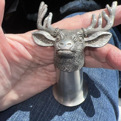 JAGERMEISTER BUCK STAG DEER HEAD SHOT SHOTGLASS SILVER PEWTER