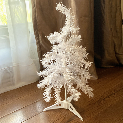 Small White Christmas Tree Artificial Bendable Branches Base Stand Mini 18x9”