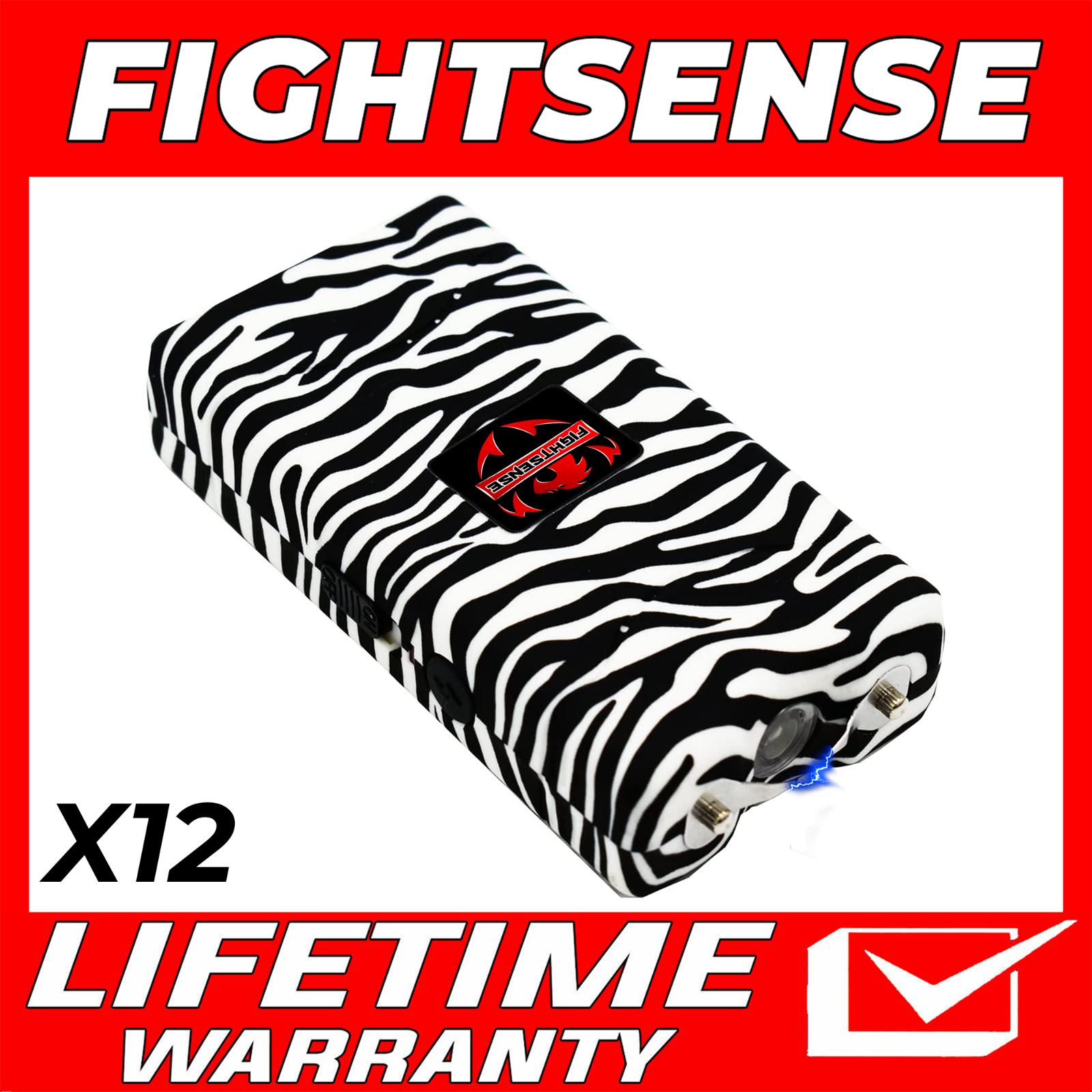 FIGHTSENSE(12) WholeSale  Heavy Duty Rechargable StunGun with LED Flashlight New