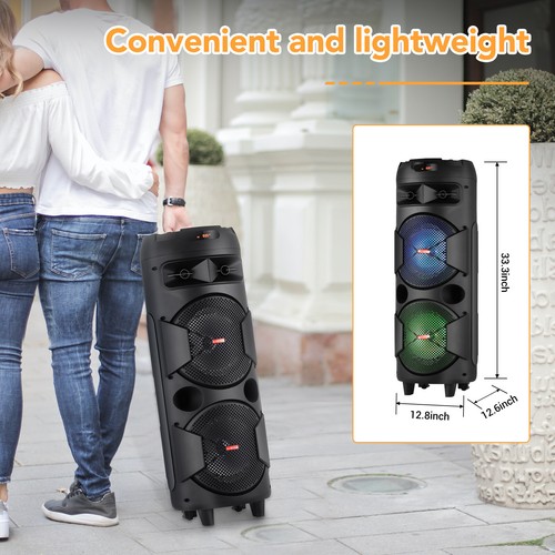 6000W Portable Bluetooth Speaker Sub woofer Heavy Bass Sound Party System & Mic