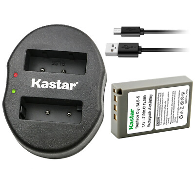 Kastar Battery Oval Dual Charger for Olympus BLS-5 & Olympus E-PL6 EPL6 Camera