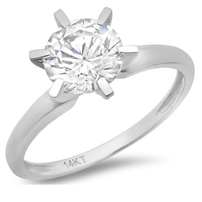 Pre-owned Pucci 2ct Round Cut Classic Solitaire Simulated Engagement Promise Ring 14k White Gold In White/colorless