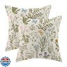 AEIOAE Spring Pillow Covers 18x18 Inch Set of 2,Sage Green Wild Flower Plant Throw Pillows Case,Seasonal Floral Outdoor Decorative Square Linen Farmhouse Decor Cushion Covers for Home Sofa Bed Couch
