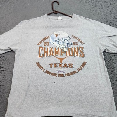 Texas Longhorns 2005 National Champions Rose Bowl T-Shirt Gray Mens XL CSA 0597