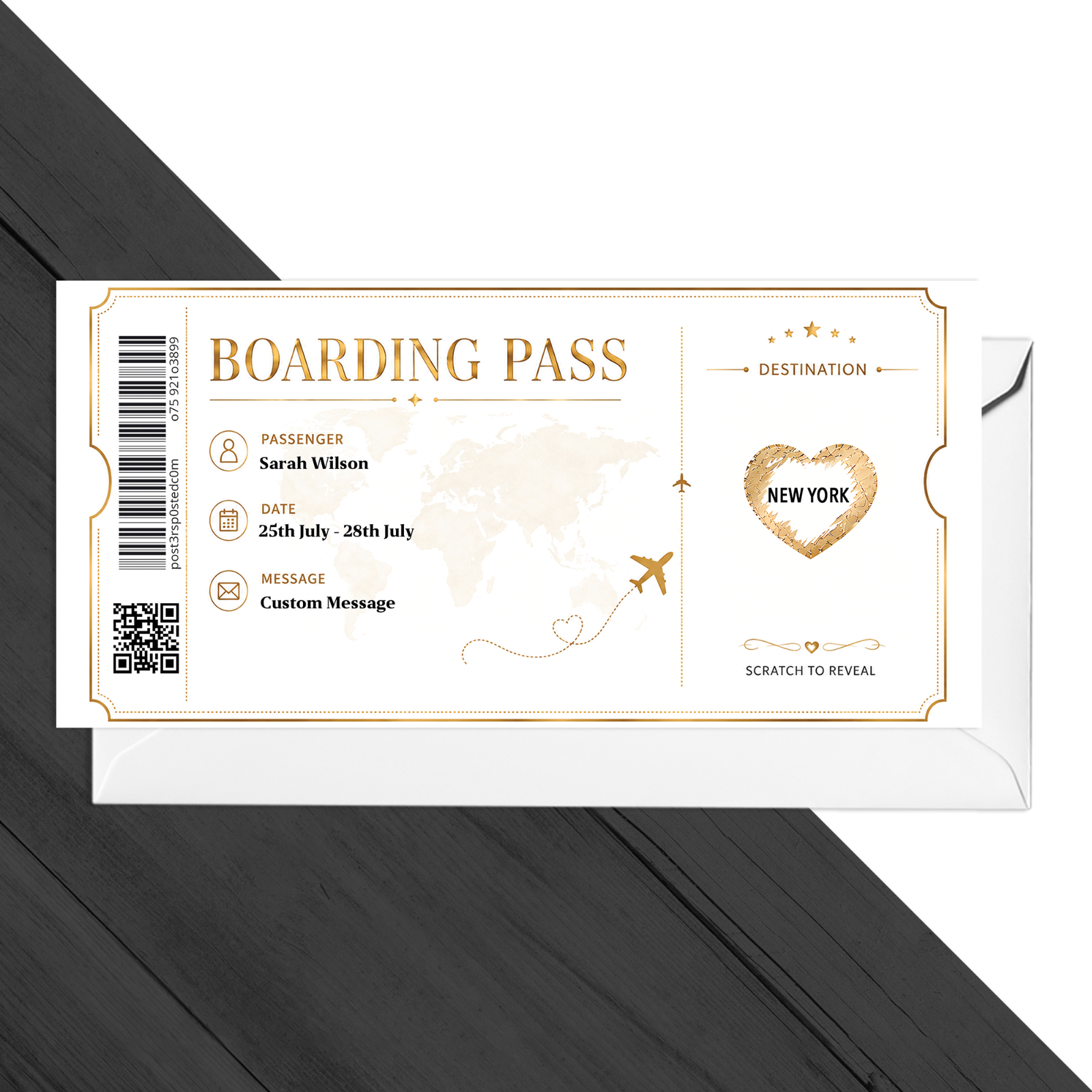 Personalised Boarding Pass Ticket Scratch Reveal Birthday Holiday Trip Surprise
