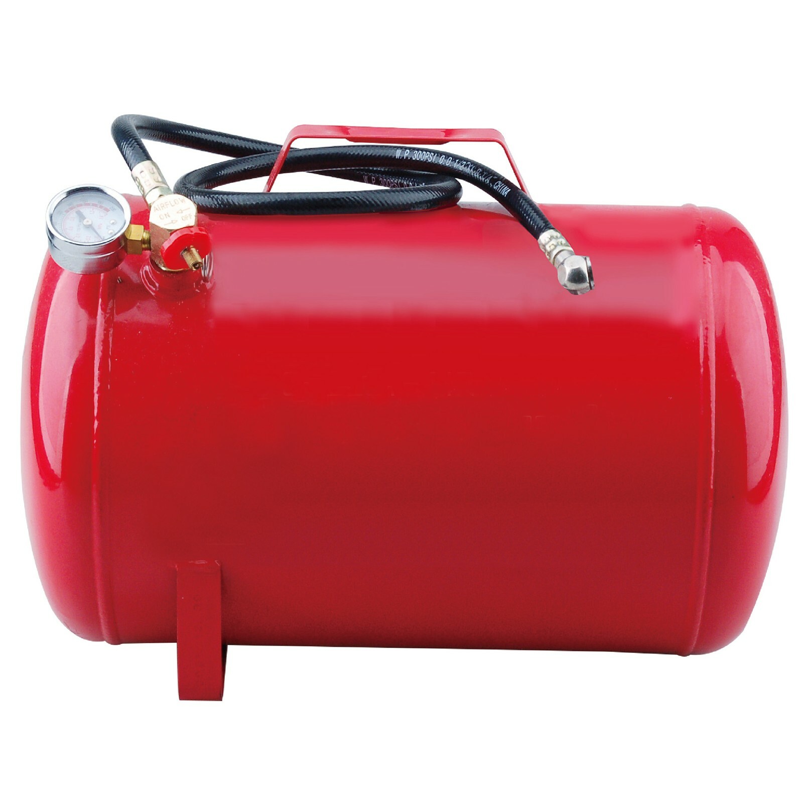 Horizontal Portable Steel Air Tank with Tire Air Chuck, 5 Gallon Capacity