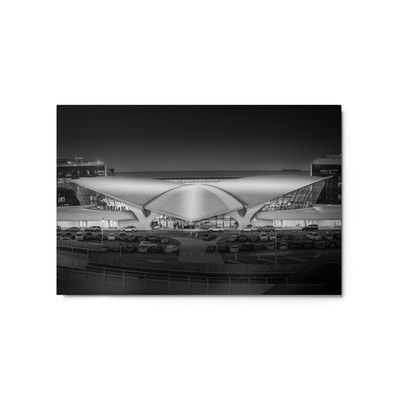 JFK Terminal 5 Fine Art Metal Print by Noa Nick - B&W, Aluminum