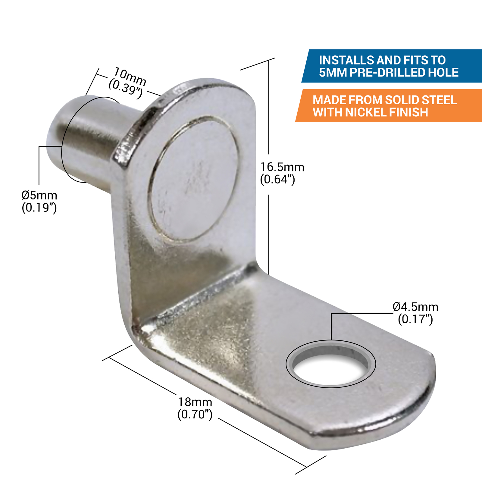 5mm LShaped Shelf Support with Hole, Nickel ROKSPL5NH eBay