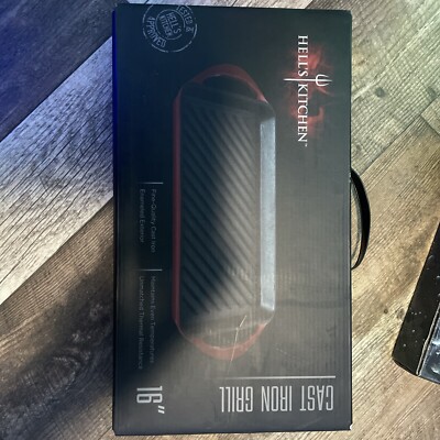 Brand New - HELL'S KITCHEN COOKWARE ''RED'' 16'' CAST IRON GRILL NEW IN BOX! ENAMEL
