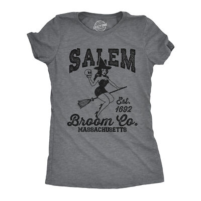 Womens Funny T Shirts Salem Broom Co Sarcastitc Halloween Witch Graphic Tee For