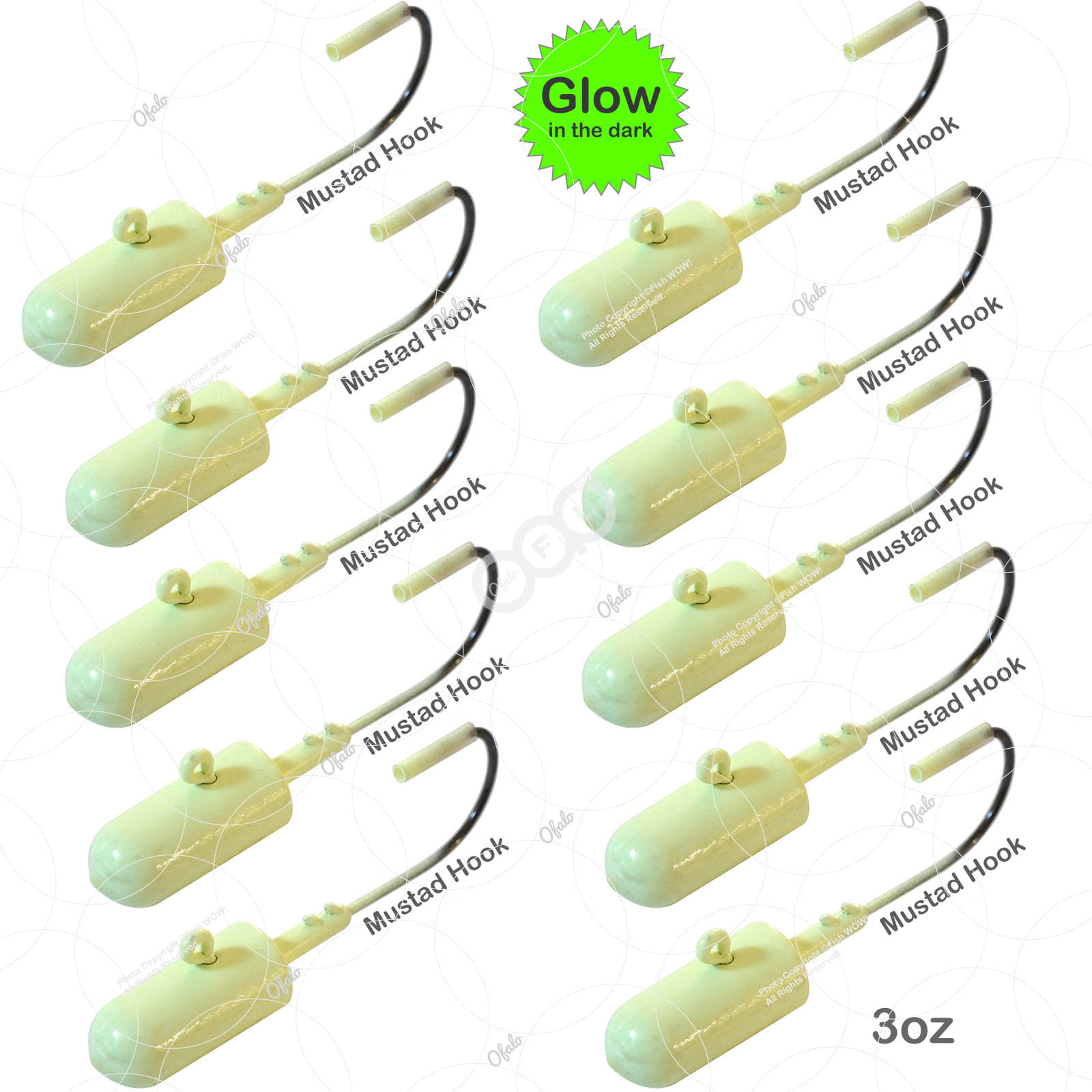 Fishing Bullet Jig Head Lot With MUSTAD 32786 Nickel Hooks - 3oz To 10oz Sizes For Saltwater 2 thumbnail image