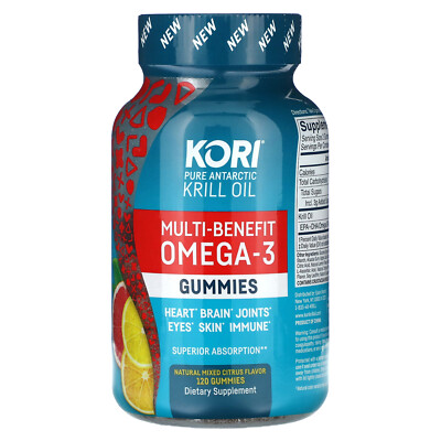 Pure Antarctic Krill Oil, Multi-Benefit Omega-3 Gummies, Natural Mixed Citrus ,