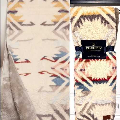 Pendleton White Sands Southwest Sherpa Fleece Throw Blanket