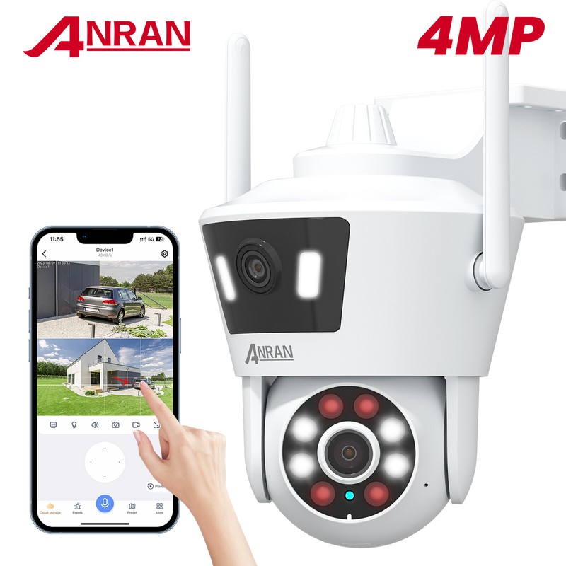 ANRAN 4MP Security Camera Dual Lens Wireless WiFi 360° PTZ