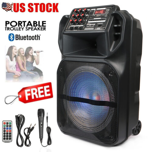 12" Loud Bluetooth Portable Party Speaker Subwoofer w/ FM US