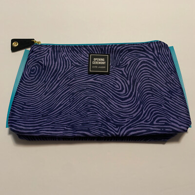 Ester Lauder Opening Ceremony Cosmetic Make Up Bag Blue Purple Swirl Zipper