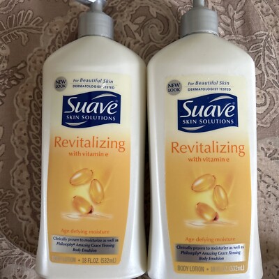 2 Pack Suave Skin Solutions Revitalizing with Vitamin E Body Lotion 18 fl oz Ec