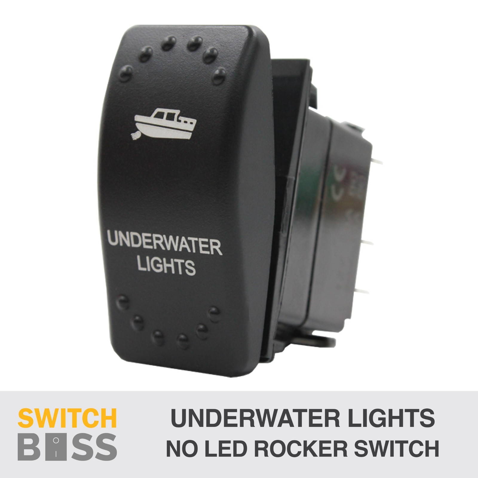 Underwater Lights LASER ETCHED Rocker Switch - NO LED 12v 24v Toggle On-Off SPST