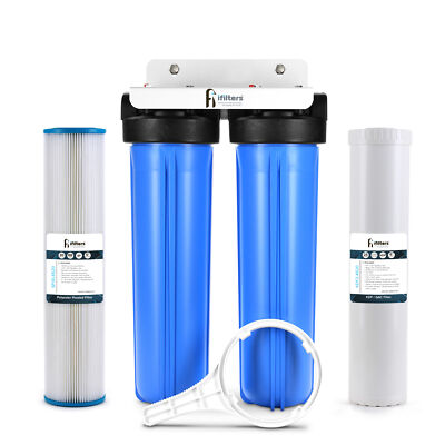 Well Water Dual Filtration System Sediment Odor Taste Rust 20'', 1'' Ports